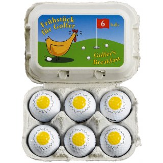 Lustiges Golfgeschenk/Ostergeschenk Frühstück für Golfer 6 witzige Golfbälle in der Eierverpackung