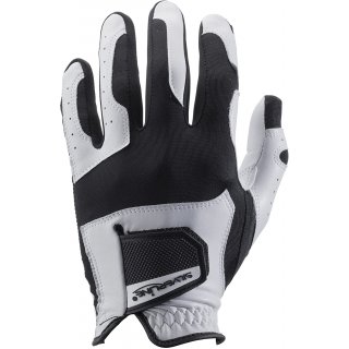 Leder Golfhandschuh fr Damen | schwarz-weiss | One-Size-Fits-All Golf-Glove | passt sich allen Handgren perfekt an