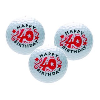 3-er-Golfballset HAPPY BIRTHDAY 40er