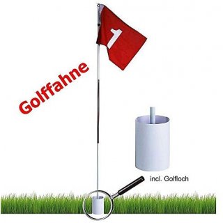 Golf & More Golfloch mit Golffahne in Original-Größe mit GOLFBALL SCHLÜSSELANHÄNGER
