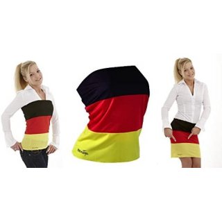 Deutschland Damen Rock & Top in einem Teil mit Khlschrankmagnet LACH MAL WIEDER, Fanartikel Germany WM Fanshop Fanmeile & Kleidung schwarz/rot/gold