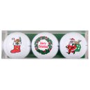 3 Golfbälle mit Weihnachtsmotiven Glocken, Merry Xmas,...
