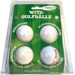 CEBEGO Golf Jokeballs 4-er-Set Golfgeschenke witzig im Golfballset,4 funny Golfballs eiern, Explodieren, Jet Streamer & schwimmend