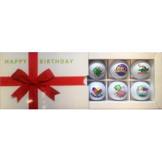 CEBEGO Sixpack Golfbälle Happy Birthday,Golfballset Motiv Geburtstag,Markengolfbälle Golfgeschenke Geburtstag Geschenkartikel