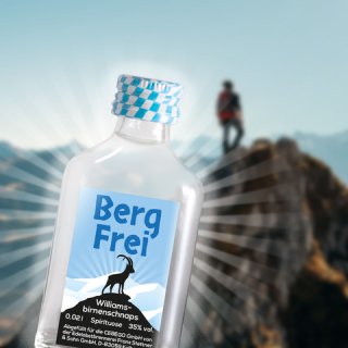Bergsteigergeschenk Berg Frei, 3 x Gipfelschnaps Williamsbirne 0,02l,35% vol,