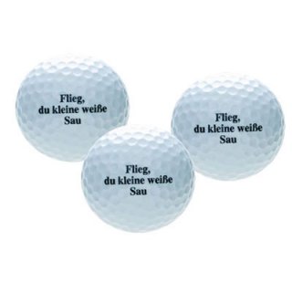 3-er-Golfballset mit Spruch FLIEG DU KLEINE WEISSE SAU