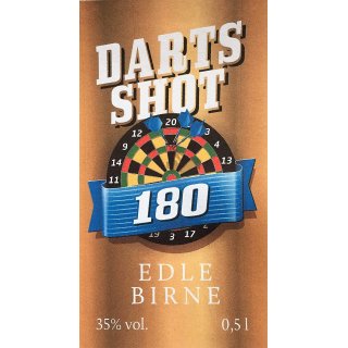 Stylegeist Dart Zielwasser 180 WIlliamsbirne,0,5 l Geschenk Dartspieler 35% vol Alk, Darts - Zielwasser